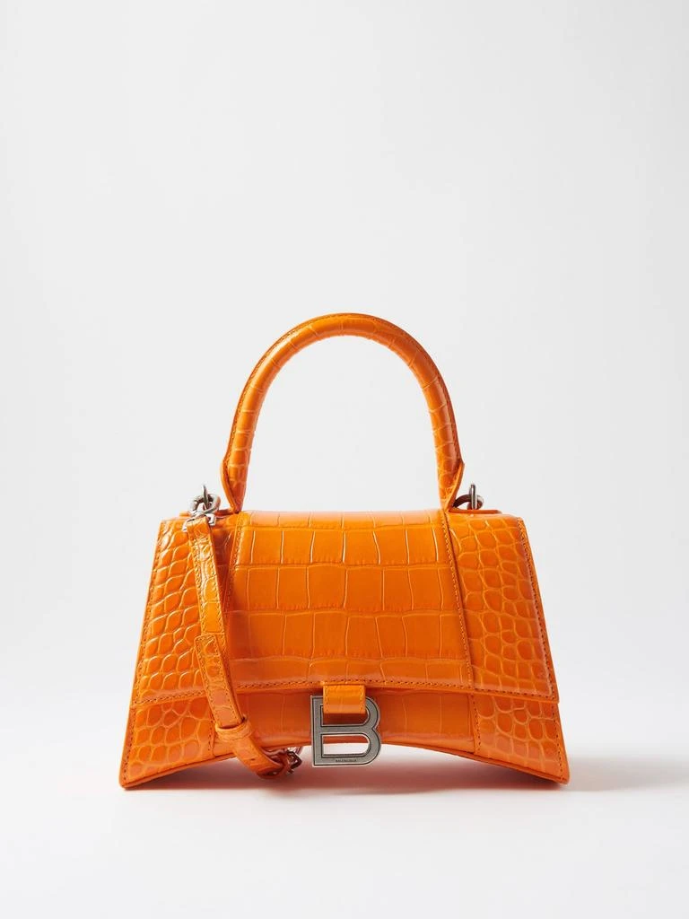 商品Balenciaga|Hourglass S crocodile-effect leather bag,价格¥15886,第1张图片
