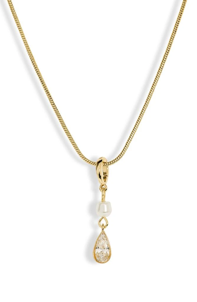 商品Leith|CZ Teardrop & Faux Pearl Pendant Necklace,价格¥85,第1张图片