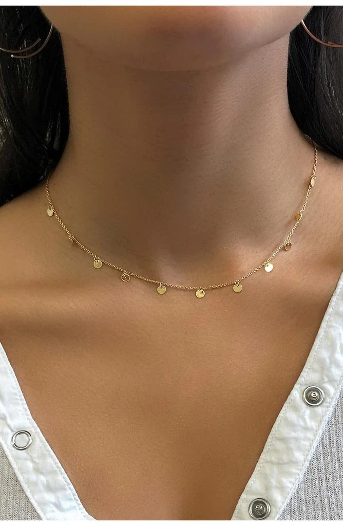 商品Sterling Forever|14K Gold Plated Sterling Silver Disk Charm Necklace,价格¥336,第3张图片详细描述