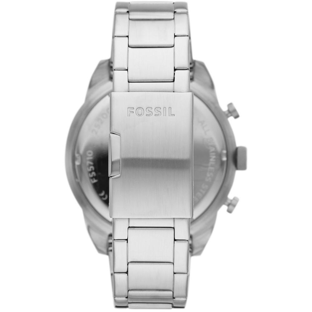 商品Fossil|Men's Bronson Chronograph, Silver-Tone Stainless Steel Bracelet Watch, 50mm and Interchangeable Brown Leather Strap, Black Silicone Band Set,价格¥1697,第5张图片详细描述