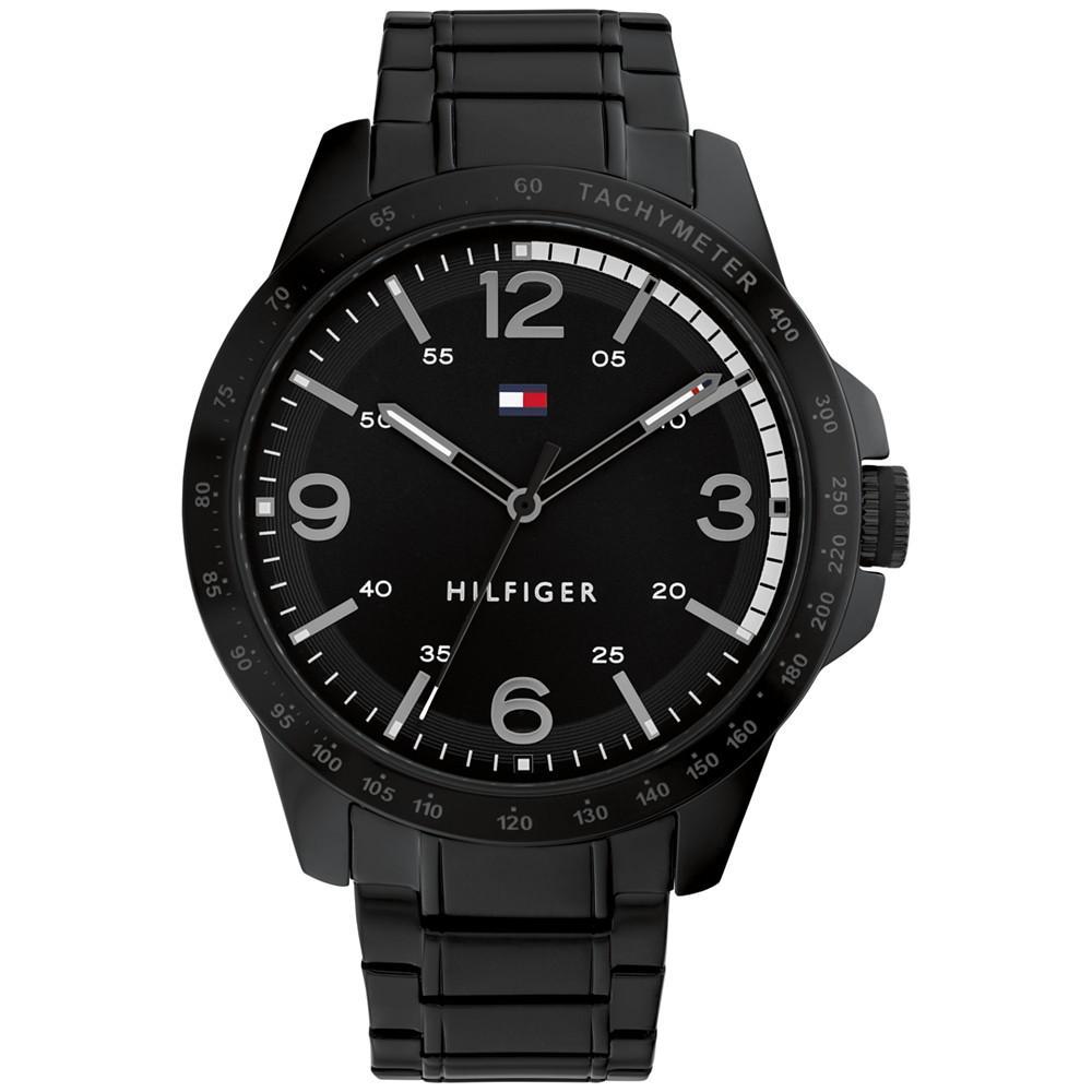 商品Tommy Hilfiger|Men's Black-Tone Stainless Steel Bracelet Watch 46mm, Created for Macy's,价格¥1143,第1张图片