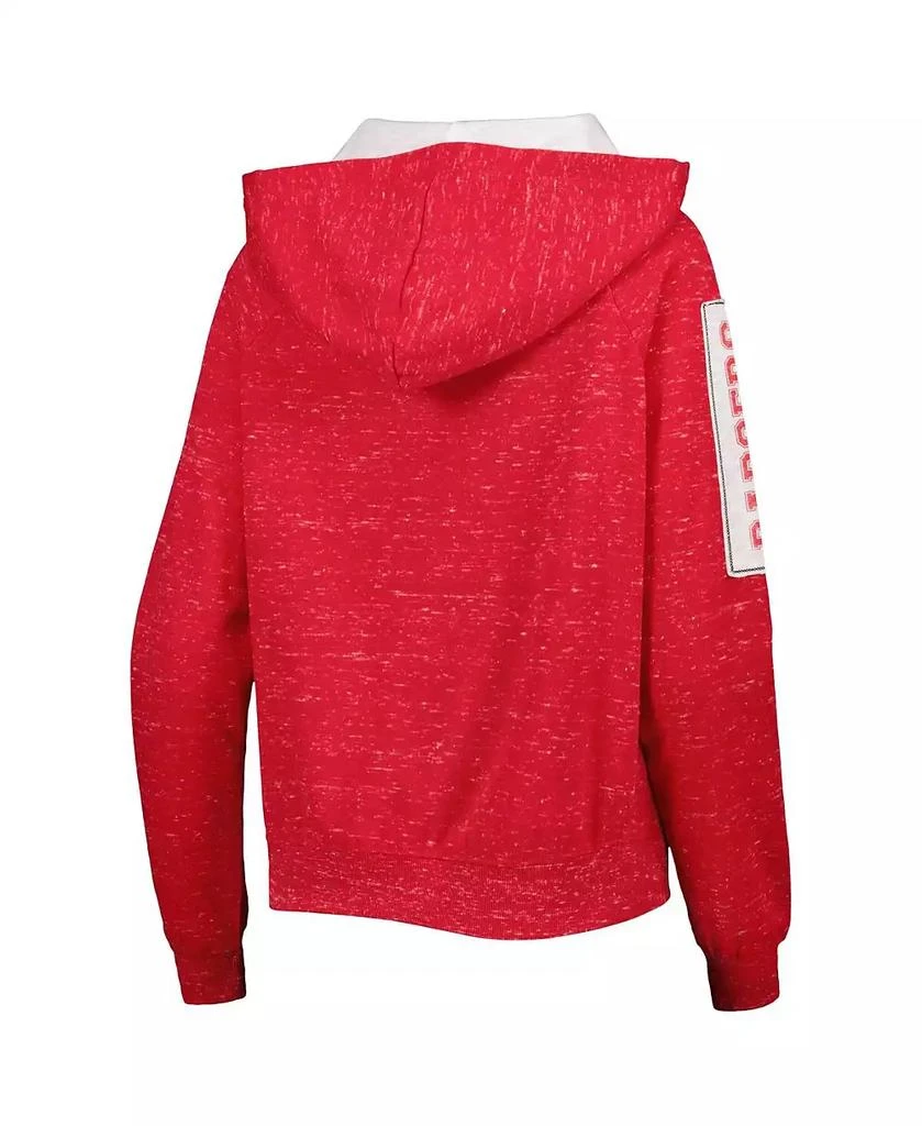 商品Colosseum|Women's Red Wisconsin Badgers The Devil Speckle Lace-Placket Raglan Pullover Hoodie,价格¥308,第3张图片详细描述