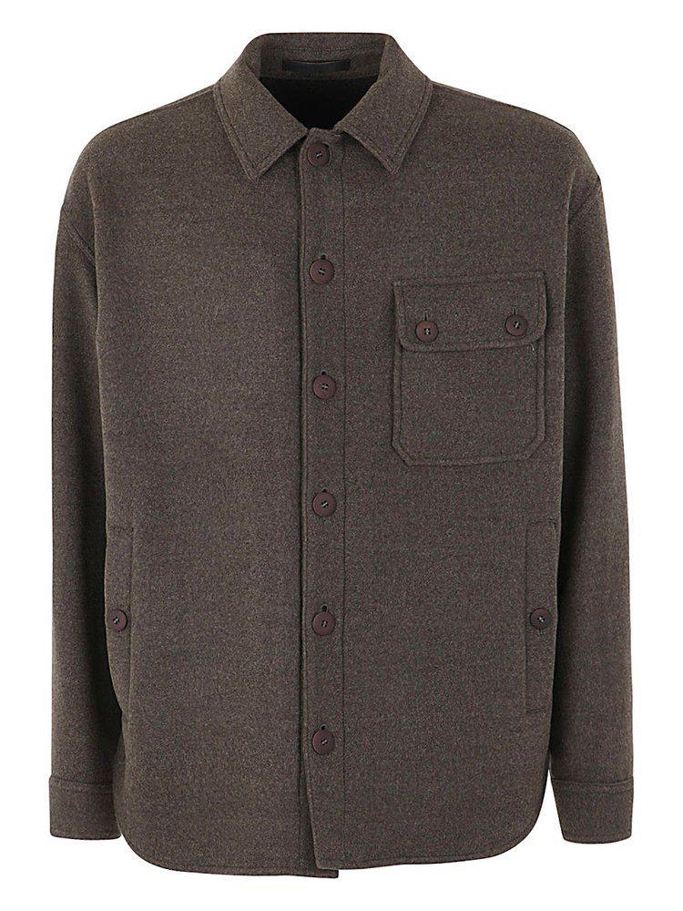 商品Giorgio Armani|Giorgio Armani Long Sleeved Button-Up Jacket,价格¥12312,第1张图片