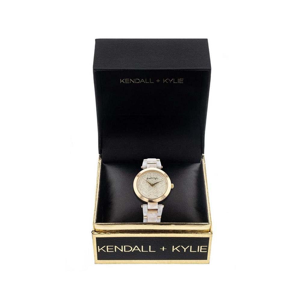 Women's Mother Of Pearl Link with Gold Tone Accents Stainless Steel Strap Analog Watch 40mm商品第2张图片规格展示