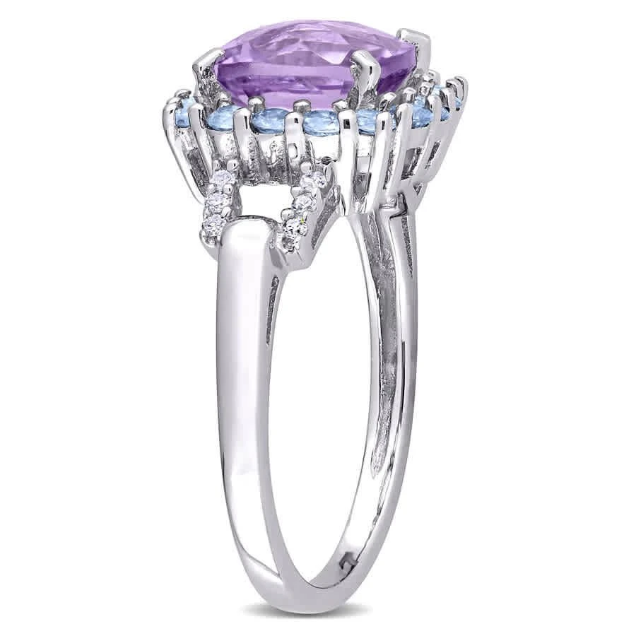 商品Amour|Sterling Silver 0.06 CT Diamond TW And 2 1/3 CT TGW Amethyst and Tanzanite Cocktail Ring,价格¥707,第2张图片详细描述