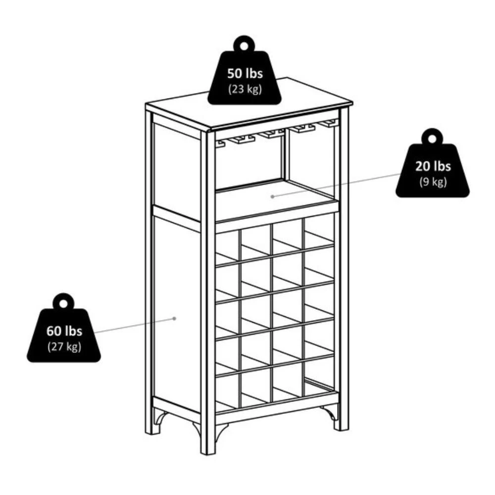 商品Hivvago|20-Bottle Wine Cabinet Espresso,价格¥1912,第5张图片详细描述
