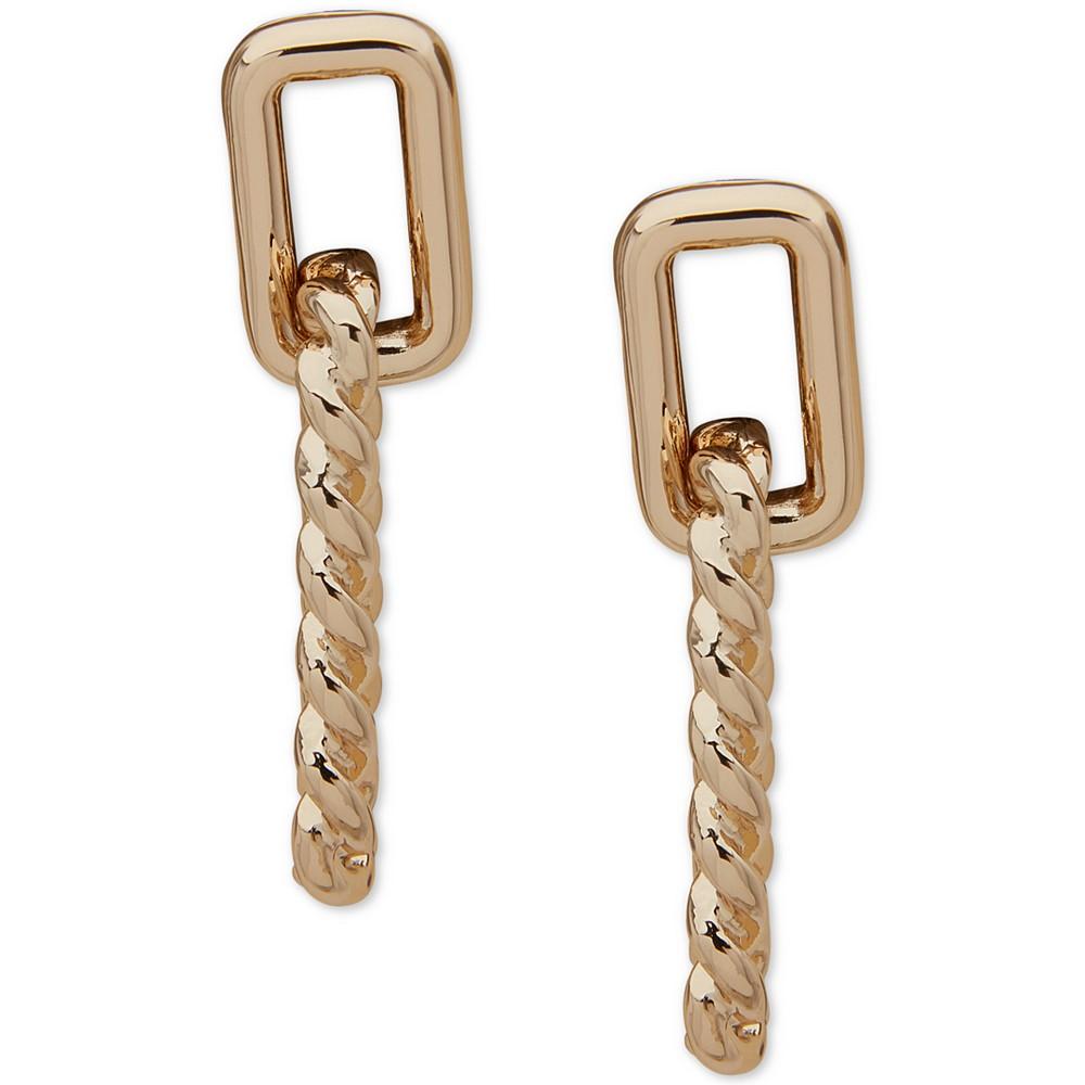 Gold-Tone Polished Square Twist Drop Earrings商品第1张图片规格展示