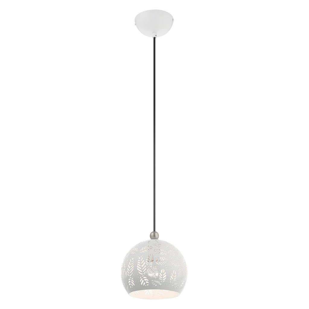 商品Livex Lighting|One Light White with Brushed Nickel Accents Pendant,价格¥1337,第5张图片详细描述