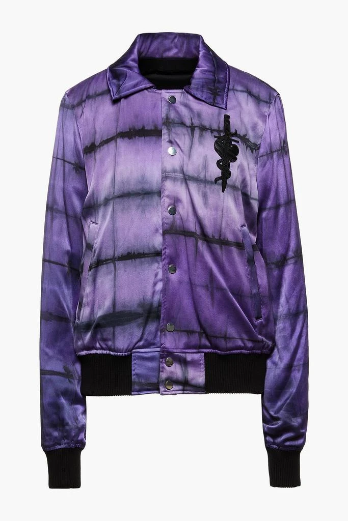 商品AMIRI|Leather-appliquéd tie-dyed washed-silk bomber jacket,价格¥5625,第1张图片