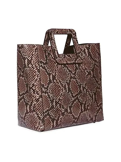 商品Staud|Shirley Snakeskin-Embossed Leather 托特包,价格¥2959,第2张图片详细描述