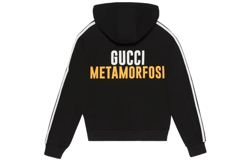 商品[国内直发] Gucci|古驰 x adidas 字母Logo印花条纹长袖卫衣 男款 黑色,价格¥3574,第5张图片详细描述