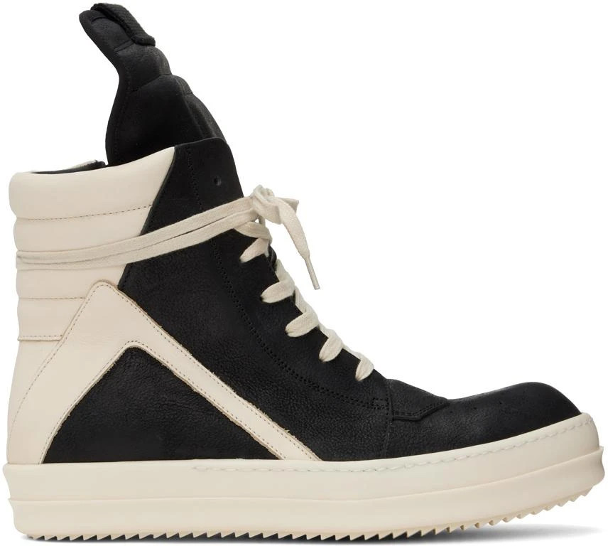 商品Rick Owens|Black & Off-White Geobasket Sneakers,价格¥9390,第1张图片