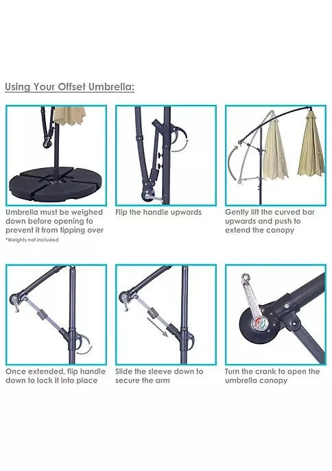 商品Sunnydaze Decor|Decor 10 Ft Cantilever Offset Steel Patio Umbrella With Crank   Beige,价格¥1162,第4张图片详细描述