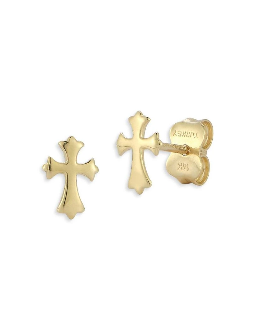 商品Moon & Meadow|14K Yellow Gold Cross Stud Earrings - Exclusive,价格¥1176,第1张图片