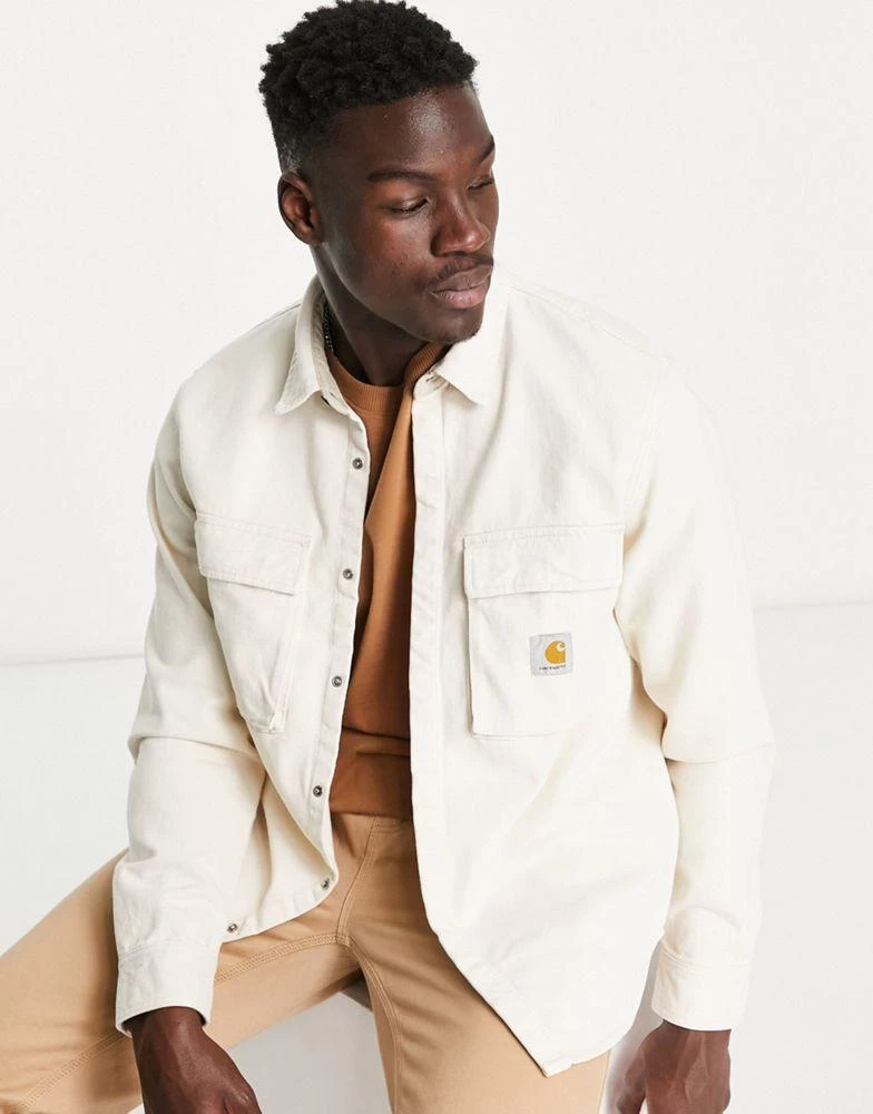 商品Carhartt|Carhartt WIP monterey denim overshirt in beige,价格¥1312,第1张图片