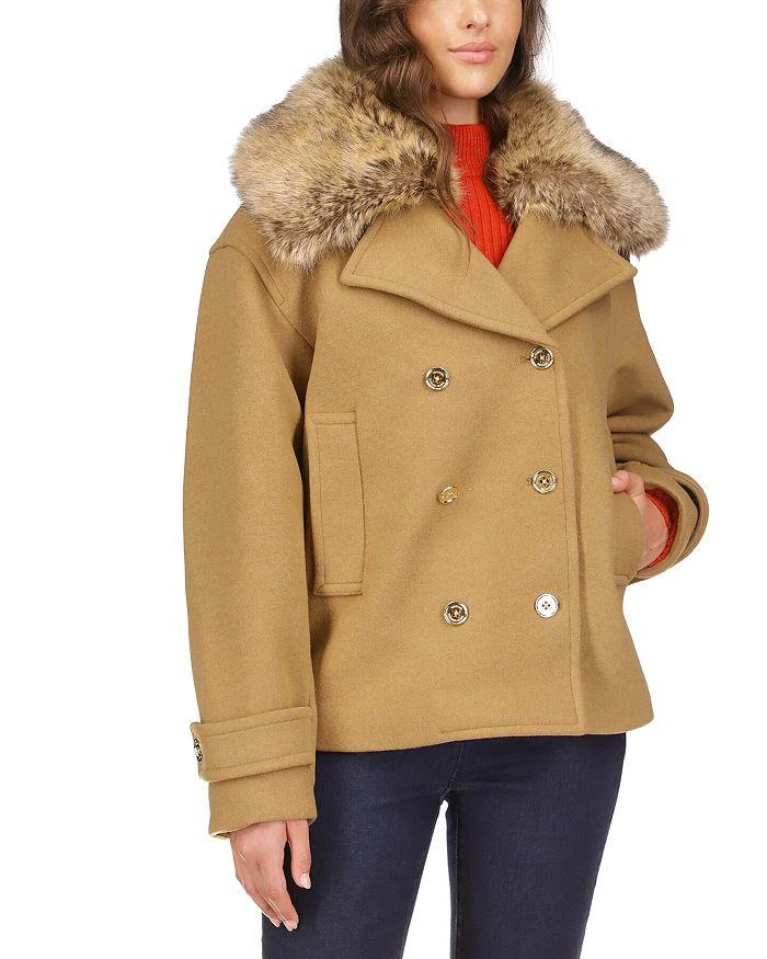 商品Michael Kors|Faux Fur Trim Collar Peacoat,价格¥2184,第3张图片详细描述