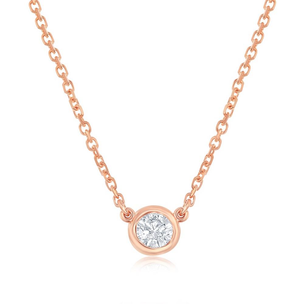 Diamond Bezel-Set Solitaire Pendant Necklace (1/6 ct. t.w.) in 14k Yellow or Rose Gold, 16" + 2" extender商品第1张图片规格展示