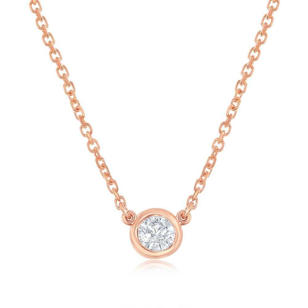 商品Macy's|Diamond Bezel-Set Solitaire Pendant Necklace (1/6 ct. t.w.) in 14k Yellow or Rose Gold, 16" + 2" extender,价格¥10460,第1张图片