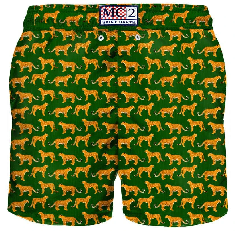 商品Mc2 Saint Barth|Man Light Fabric Swim Shorts With Cheetah Print,价格¥1192,第2张图片详细描述