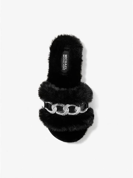 商品Michael Kors|Scarlett Chain Link Faux Fur Slide Sandal,价格¥175,第3张图片详细描述