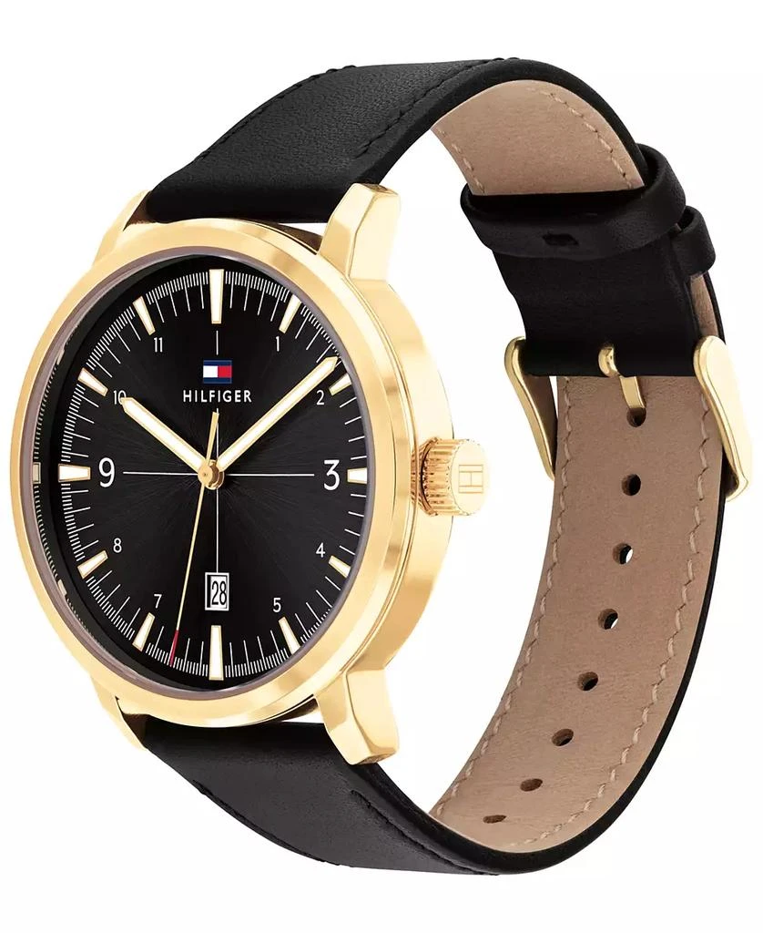 商品Tommy Hilfiger|Men's Black Leather Strap Watch 44mm,价格¥356,第2张图片详细描述