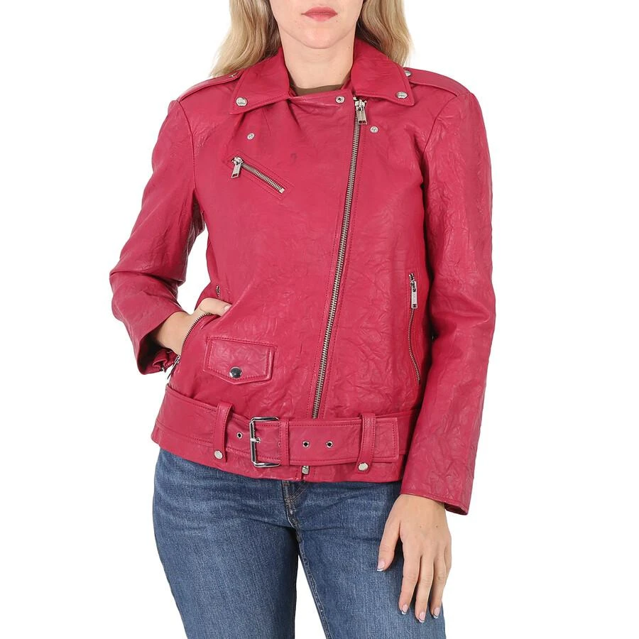 商品Michael Kors|Open Box - Michael Kors Ladies Crinkled Leather Moto Jacket,价格¥1951,第1张图片
