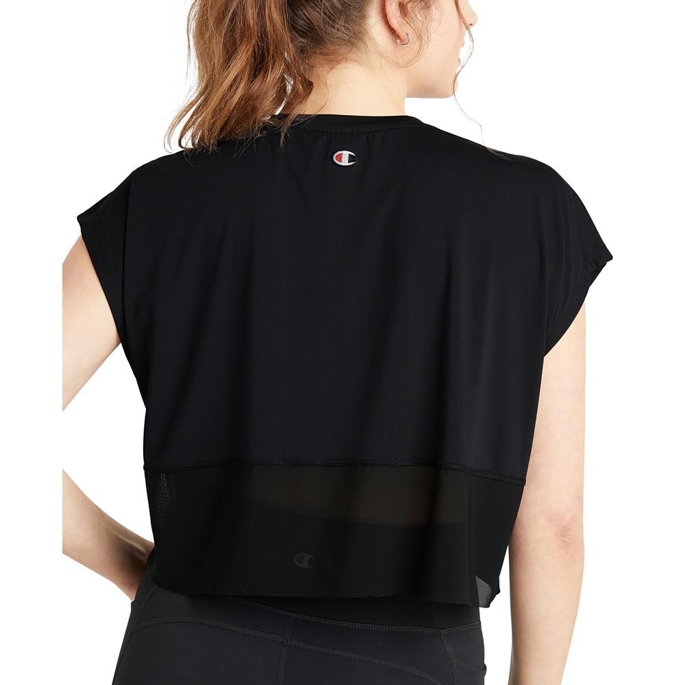Women's Mesh-Trim Cropped T-Shirt商品第2张图片规格展示