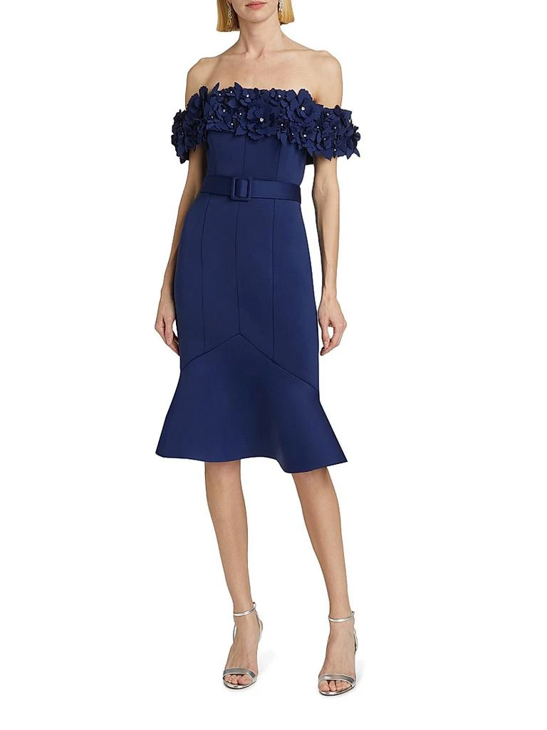商品Badgley Mischka|Off-The-Shoulder Floral Neoprene Cocktail Dress,价格¥1109,第3张图片详细描述
