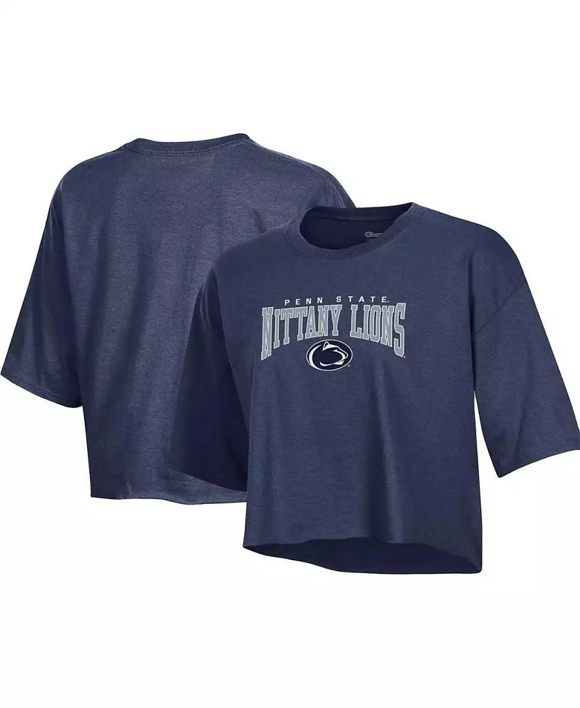 商品CHAMPION|Women's Heather Navy Penn State Nittany Lions Boyfriend Cropped T-shirt,价格¥225,第1张图片