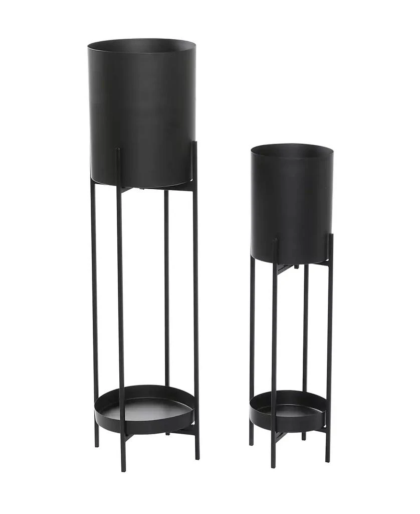 商品Rosemary Lane|Black Metal Indoor Outdoor Planter with Removable Stand Set of 2,价格¥1090,第2张图片详细描述