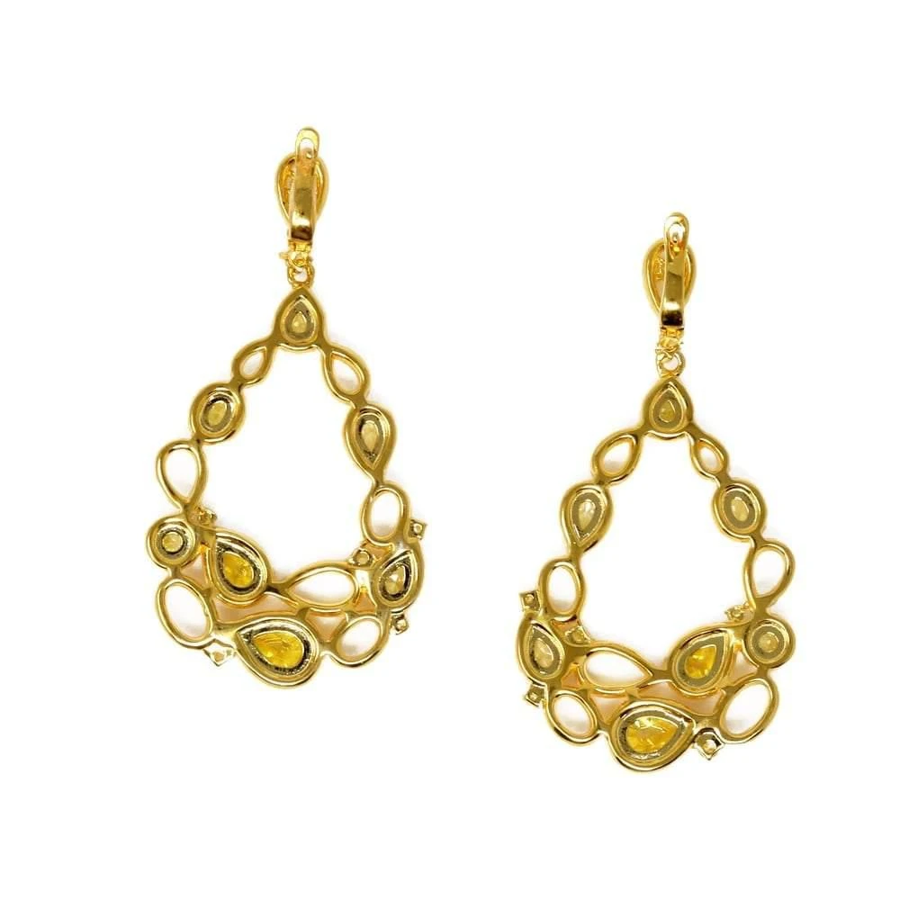 商品Suzy Levian|Suzy Levian Golden Sterling Silver Yellow & White Cubic Zirconia Chandelier Dangle Earrings,价格¥846,第2张图片详细描述