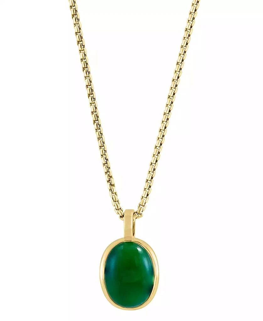 商品Effy|EFFY® Men's Dyed Jade Oval Cabochon 22" Pendant Necklace in Gold-Plated Silver,价格¥6492,第1张图片