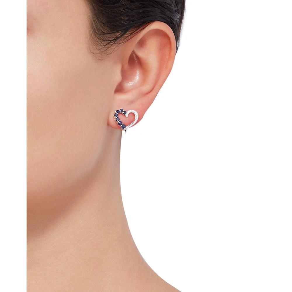 商品Macy's|Sapphire (3/4 ct. t.w.) & Diamond (1/20 ct. t.w.) Heart Stud Earrings in 14k Gold (Also in Emerald & Ruby),价格¥4595,第2张图片详细描述