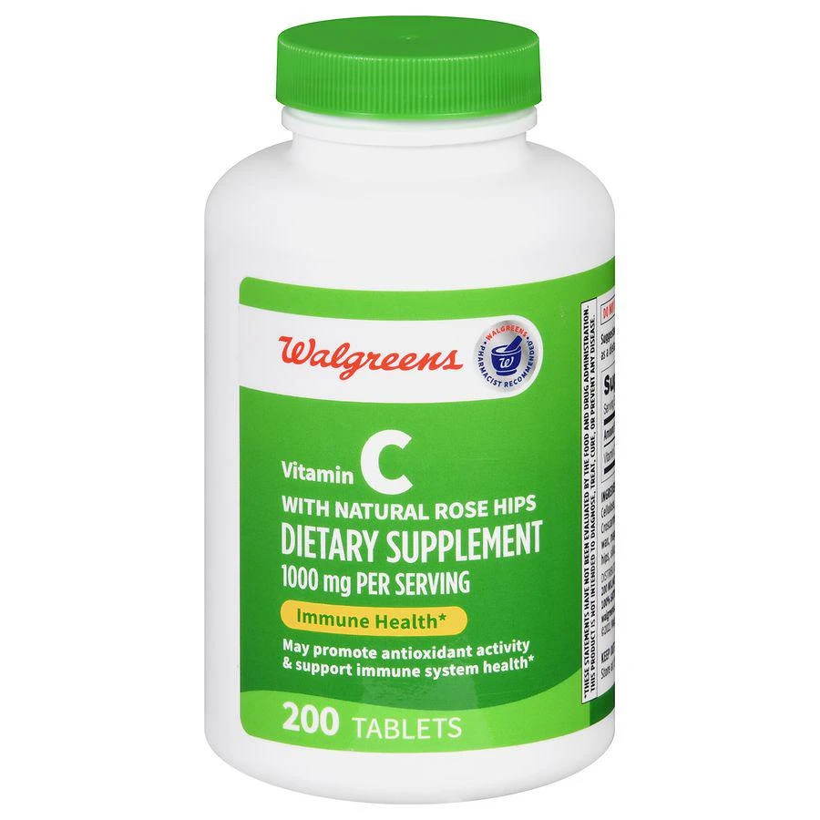 商品Walgreens|Vitamin C 1000 mg with Natural Rose Hips Tablets,价格¥148,第1张图片
