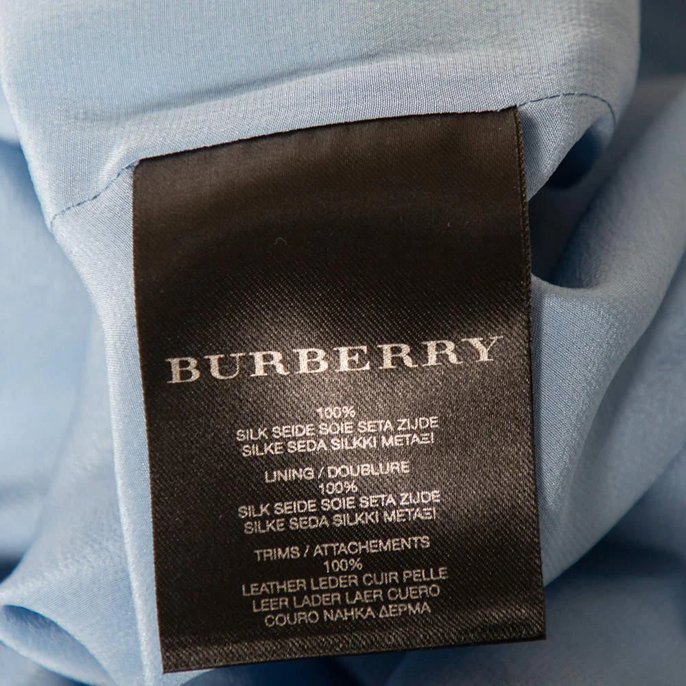 Burberry Blue Printed Silk & Leather Trimmed Short Dress M 商品