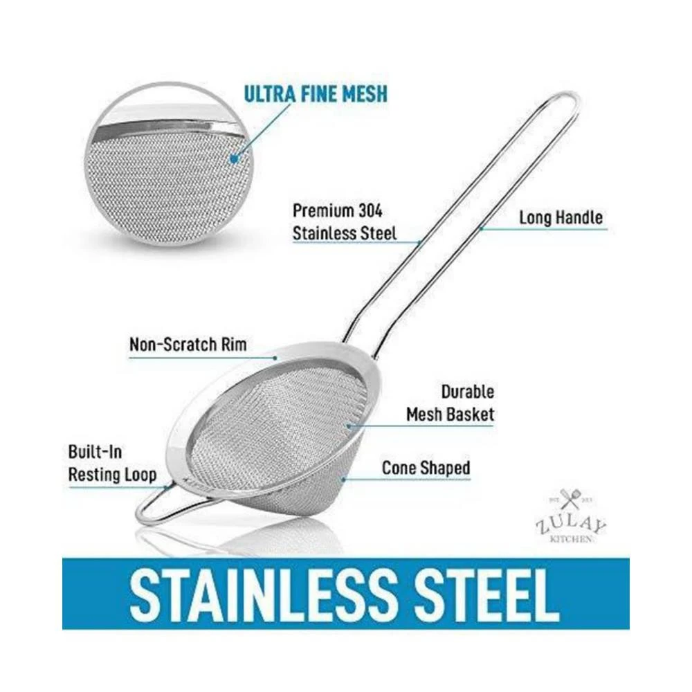 商品Zulay Kitchen|Cone Shaped Cocktail Strainer For Cocktails, Tea Herbs, Coffee & Drinks,价格¥72,第2张图片详细描述