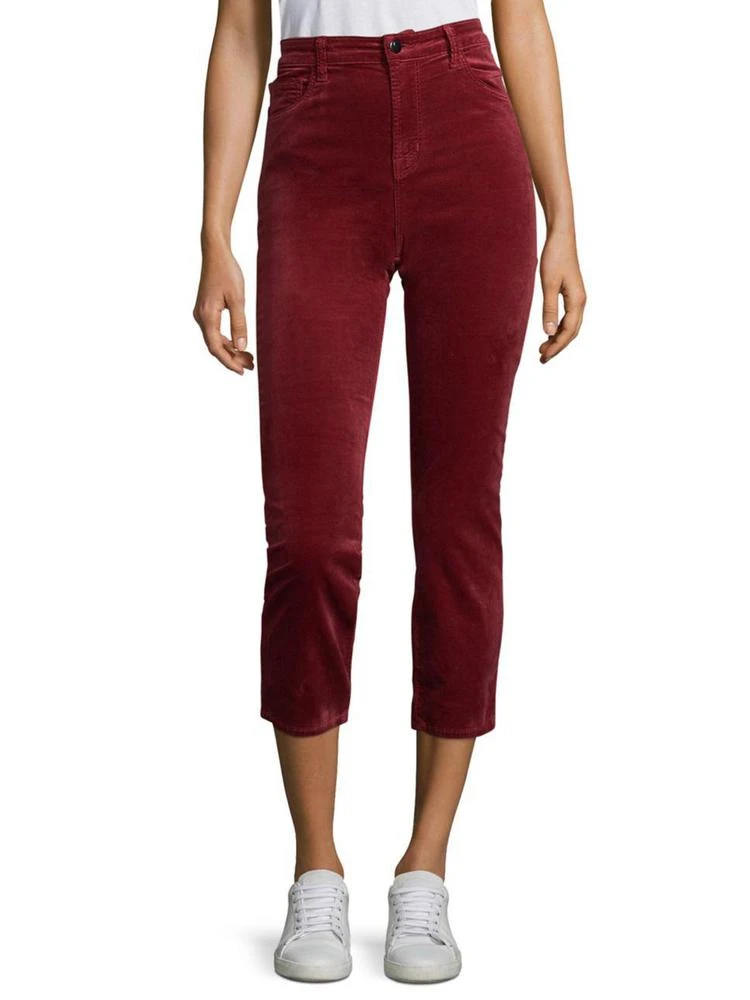 商品J Brand|Ruby High-Rise Cropped Velvet Pants,价格¥921,第1张图片