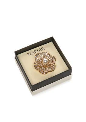 商品Napier|Gold Tone Pearl Flower Boxed Pin,价格¥75,第2张图片详细描述