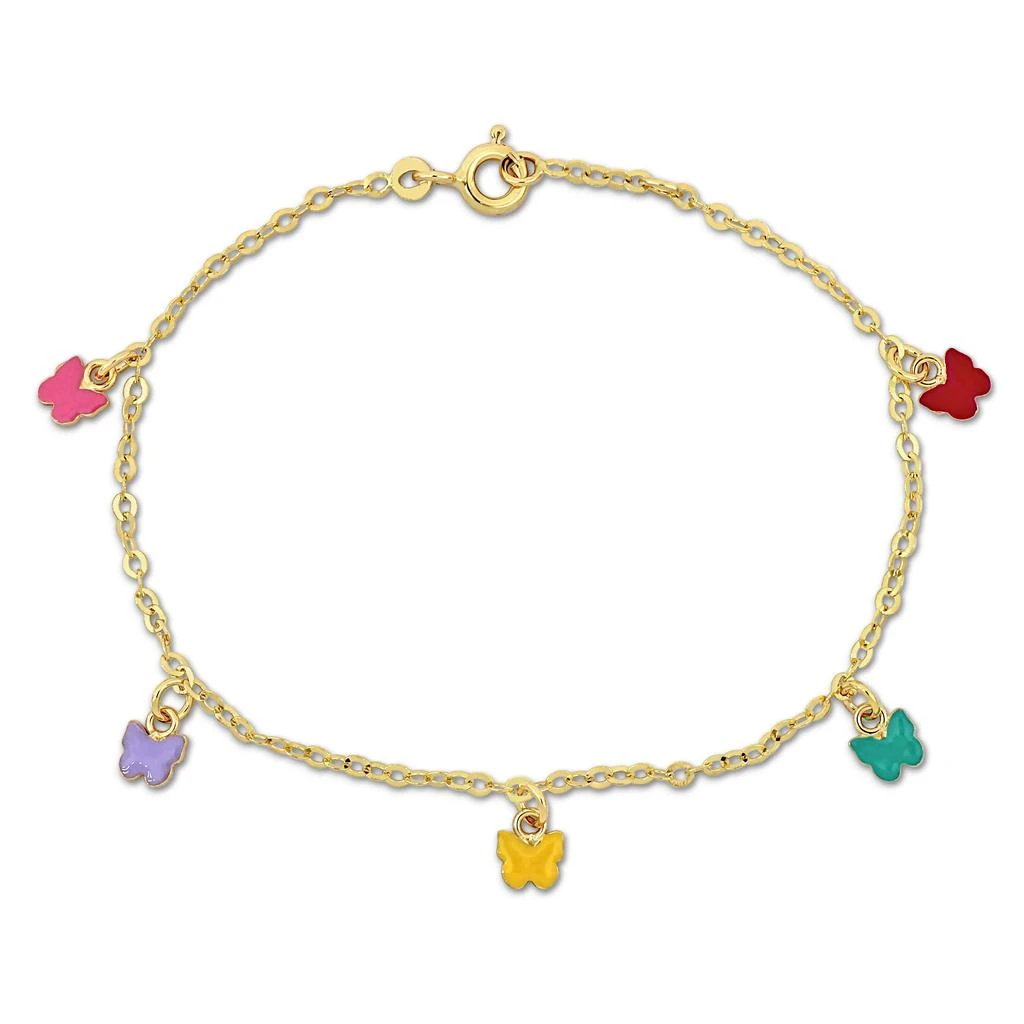 商品Mimi & Max|Children's Multi-color Enamel Butterfly Charm Rolo Chain Bracelet in 14k Yellow Gold - 6+0.5 in.,价格¥1213,第1张图片