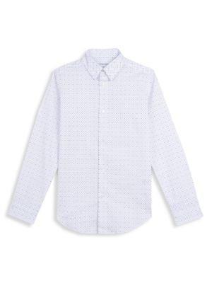 商品Calvin Klein|Boy's Slim Fit Logo-Adorned Polka-Dot Print Shirt,价格¥175,第5张图片详细描述