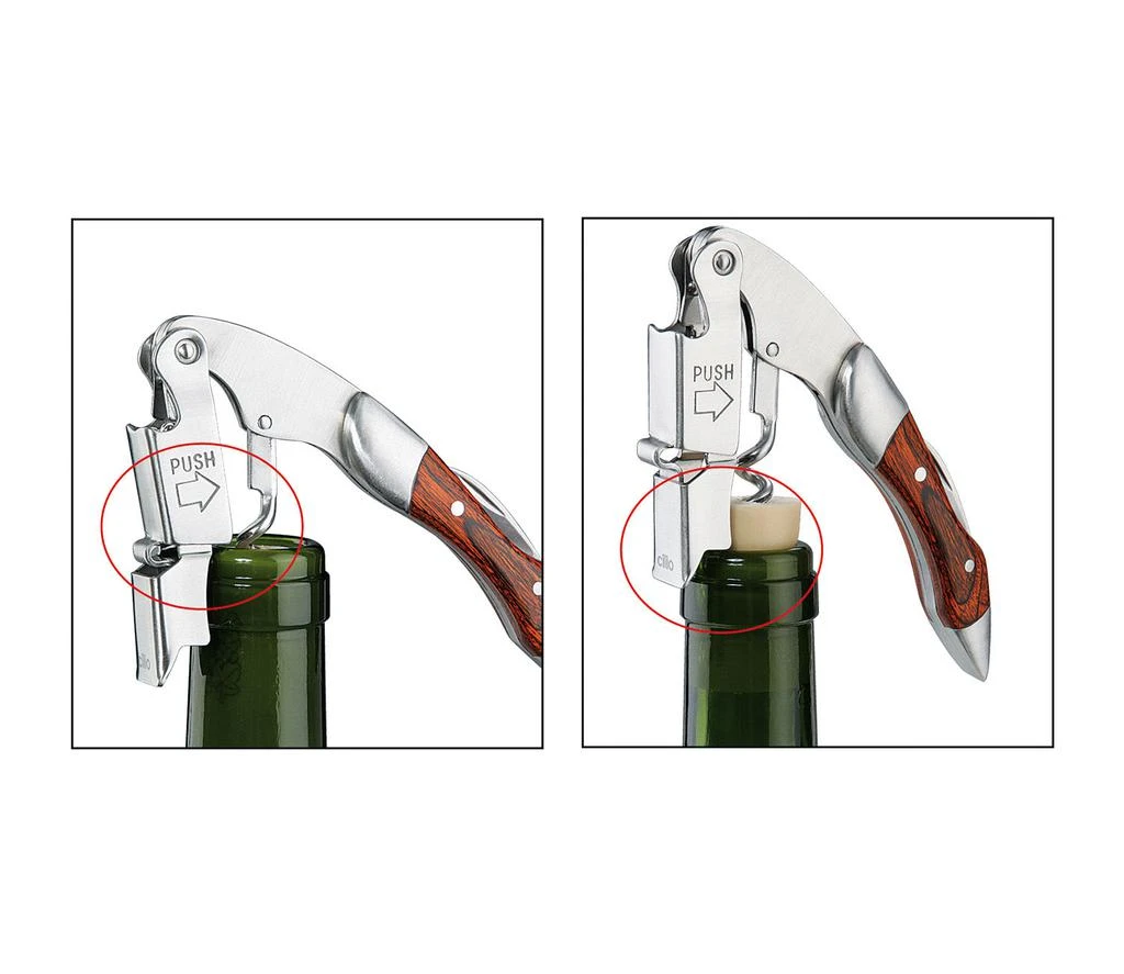 商品Cilio|Waiters Corkscrew Bottle Opener in Wood, Silver/Brown, 4.75-Inch,价格¥237,第2张图片详细描述