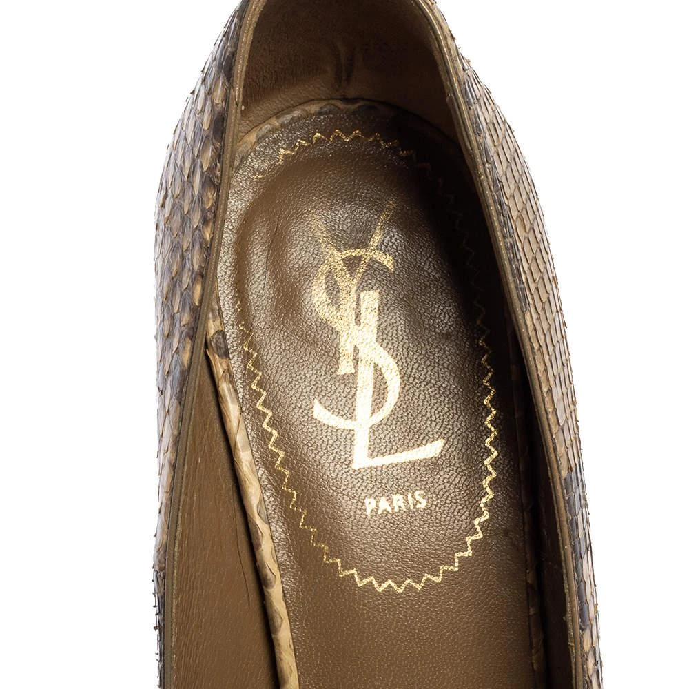 Saint Laurent Beige Python Tribtoo Platform Pumps Size 38 商品