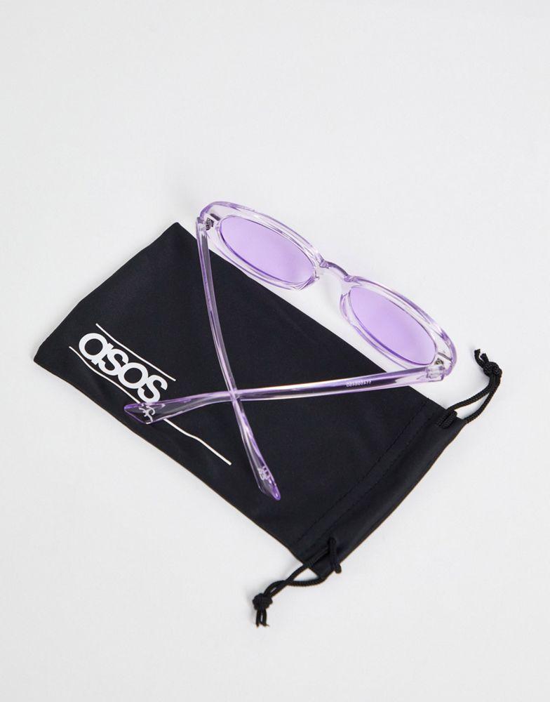 ASOS DESIGN 90's oval sunglasses in purple - PURPLE商品第3张图片规格展示