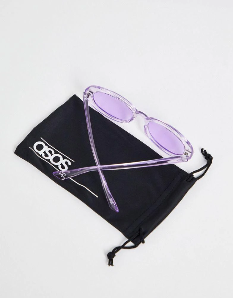 商品ASOS|ASOS DESIGN 90's oval sunglasses in purple - PURPLE,价格¥75,第3张图片详细描述