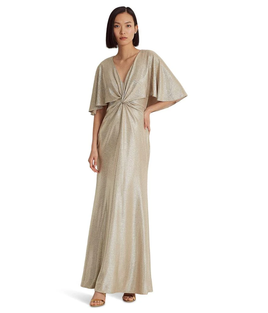 商品Ralph Lauren|Foil-Print Jersey Cape Gown,价格¥895,第1张图片