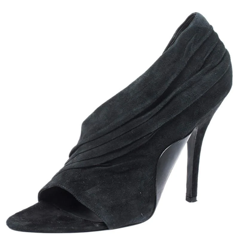 商品[二手商品] Alexander Wang|Alexander Wang Black Ruched Suede Maja Open Toe Sandals Size 39,价格¥1559,第1张图片