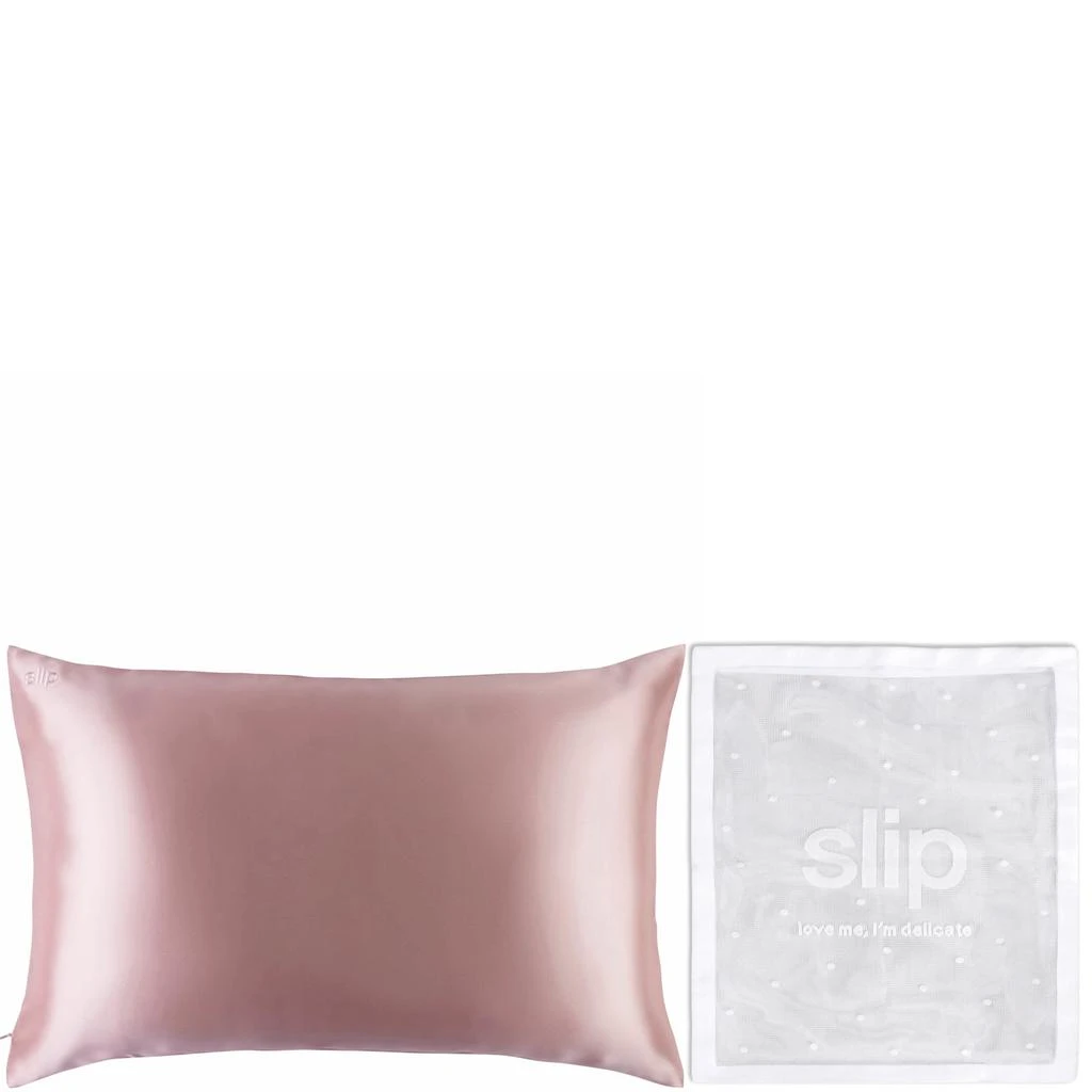 商品Slip|Slip Dermstore Exclusive Silk Pink Pillowcase Duo and Delicates Bag,价格¥1481,第1张图片