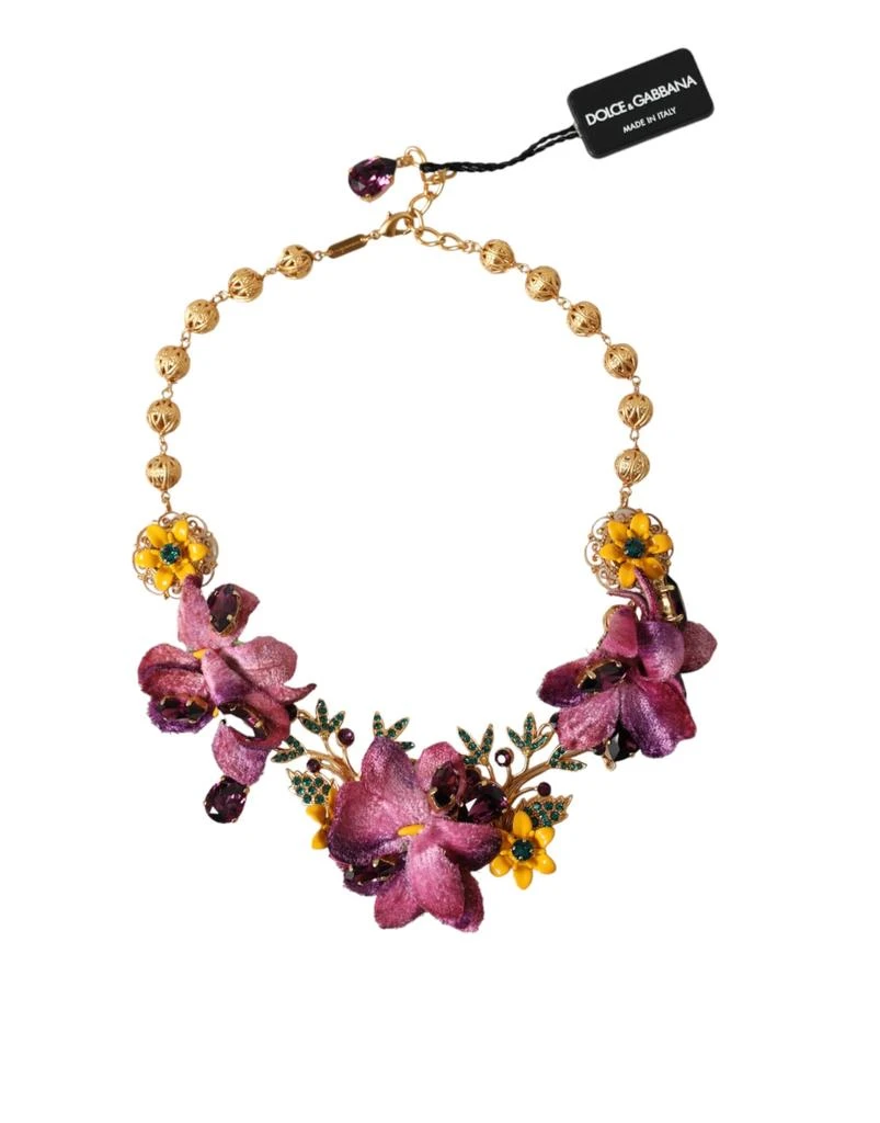 商品Dolce & Gabbana|Dolce & Gabbana  Brass Mix Fiori Flowers Crystal Chain Women's Necklace,价格¥6856,第1张图片