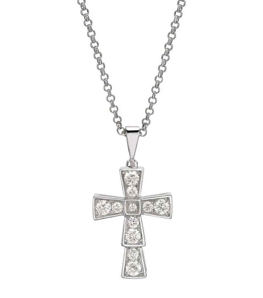 商品BVLGARI|White Gold and Diamond Croce Necklace,价格¥36961,第1张图片