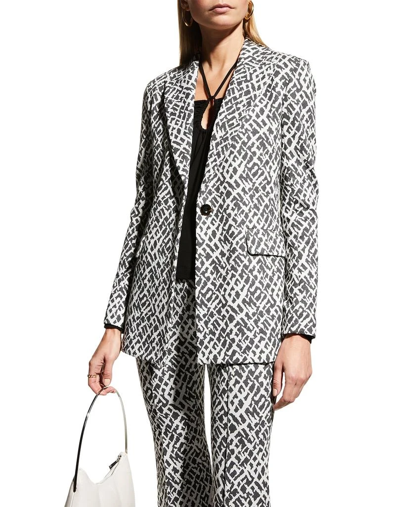 商品ROSETTA GETTY|Crosshatch-Print Peak Lapel Jacket,价格¥2849,第1张图片